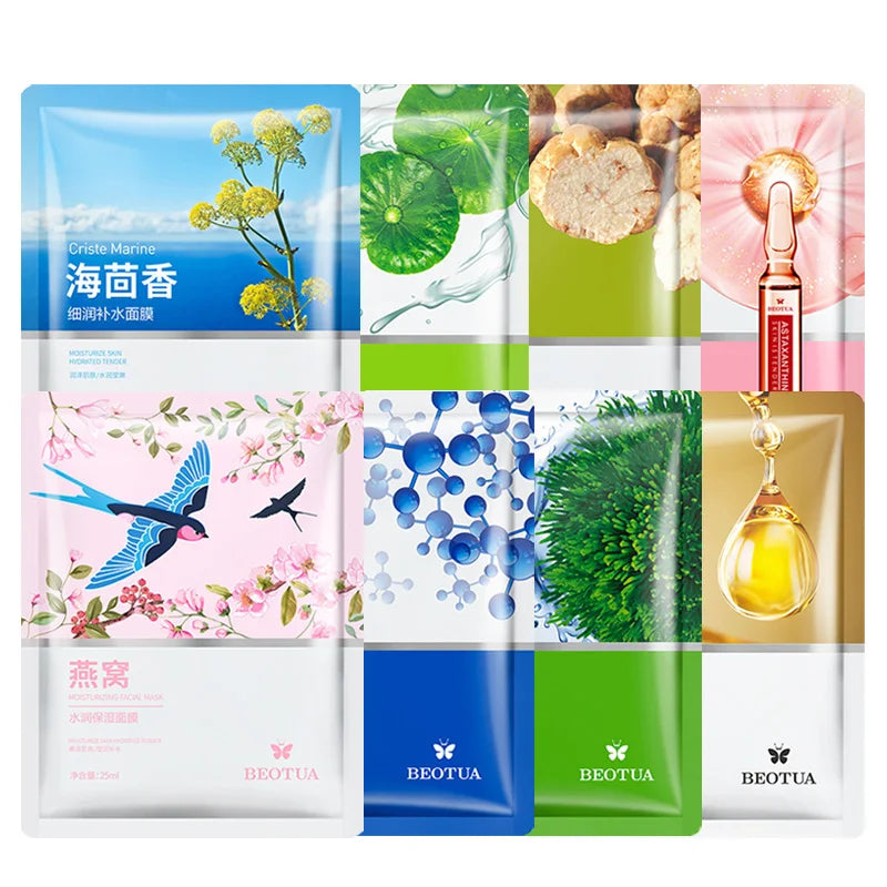 8pcs Natural Plant Face Mask Beauty Skincare